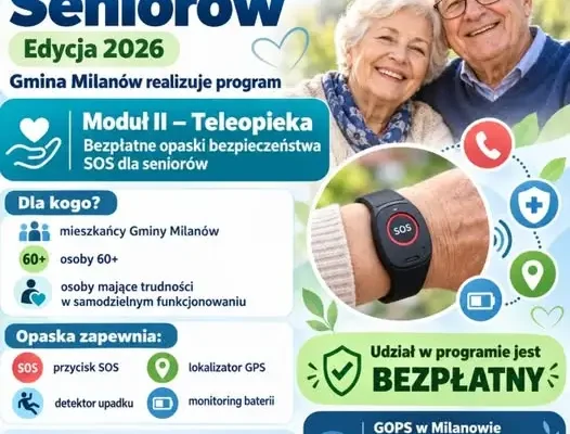 Teleopieka w Gminie Milanów: bezpłatne opaski SOS dla seniorów także w 2026 roku