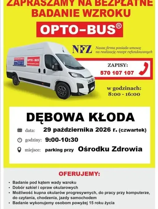 Bezpłatne badanie wzroku w Dębowej Kłodzie – 29 października 2026