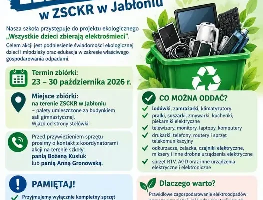 ZSCKR Jabłoń organizuje zbiórkę elektrośmieci. Sprzęt można oddawać jeszcze w październiku