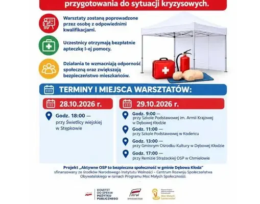 OSP Uhnin zaprasza na warsztaty z bezpieczeństwa pożarowego dla mieszkańców gminy Dębowa Kłoda