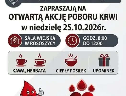 Rososzyca: otwarta akcja poboru krwi w niedzielę 25 października