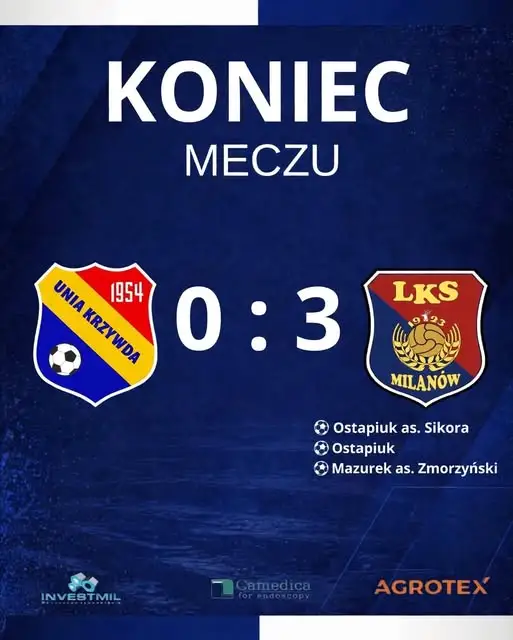 LKS AGROTEX Milanów wygrywa na wyjeździe z Unią Krzywda 3:0