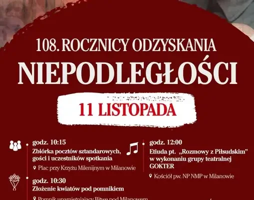 Milanów uczci 108. rocznicę odzyskania niepodległości – znamy program obchodów