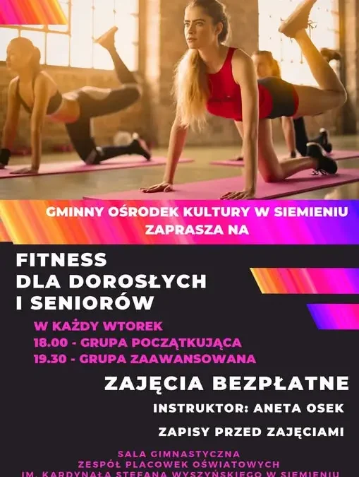 Bezpłatna fitness dla dorosłych i seniorów w Siemieniu – ruszają zapisy